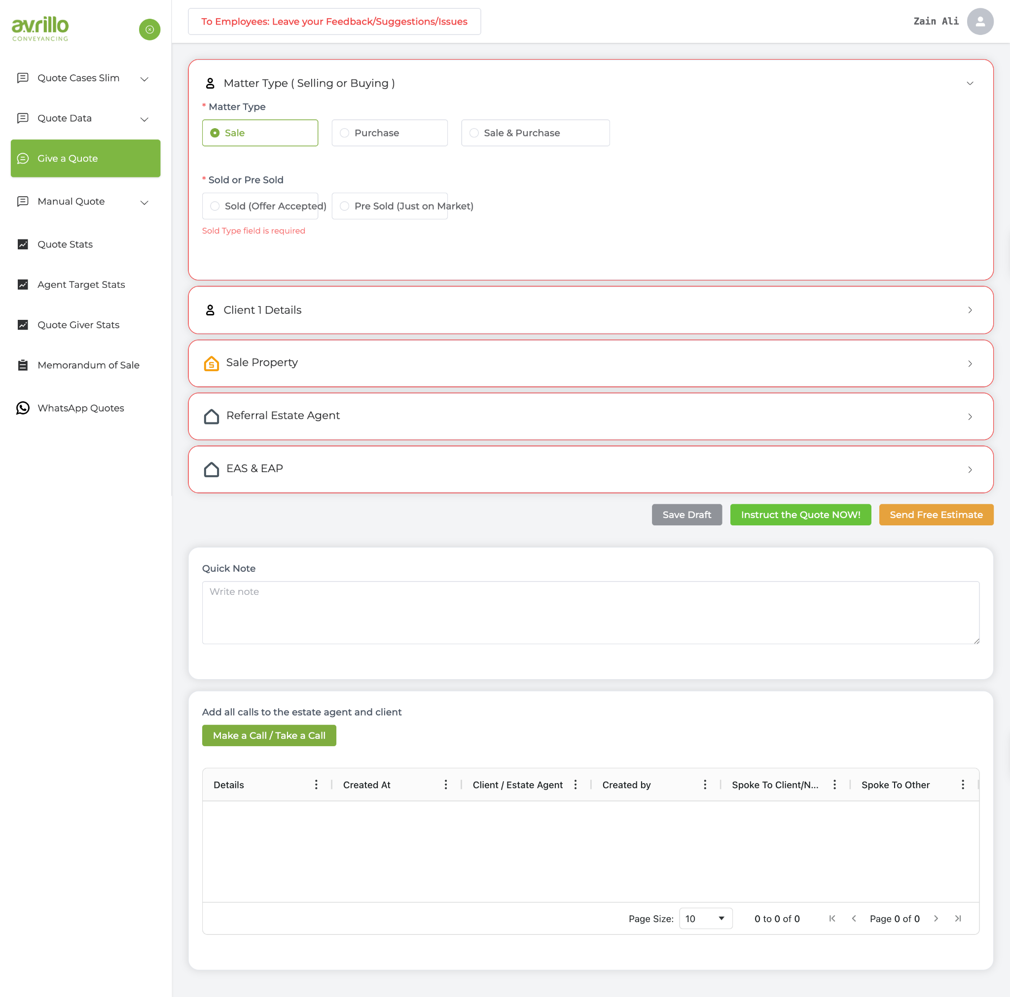 Internal Quote App